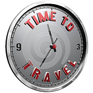 3D Illustration Clock Face with text Time To Travel