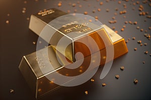 3D illustration close-up Gold Bars, weight of Gold Bars 1000 grams Concept of wealth and reserve. Concept of success in