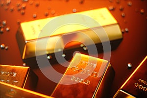 3D illustration close-up Gold Bars, weight of Gold Bars 1000 grams Concept of wealth and reserve. Concept of success in