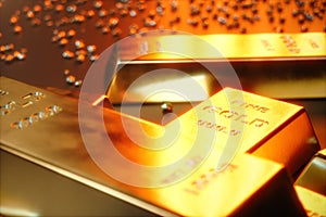 3D illustration close-up Gold Bars, weight of Gold Bars 1000 grams Concept of wealth and reserve. Concept of success in