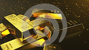 3D illustration close-up Gold Bars, weight of Gold Bars 1000 grams Concept of wealth and reserve. Concept of success in