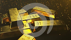 3D illustration close-up Gold Bars, weight of Gold Bars 1000 grams Concept of wealth and reserve. Concept of success in