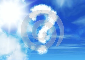 3d illustration of cloud of question marks in the sky