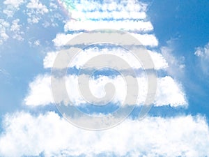 3d illustration of a cloud stairway leading to heaven in the sky