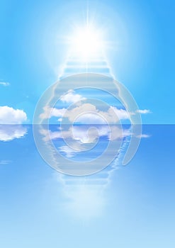 3d illustration of a cloud stairway leading to heaven in the sky