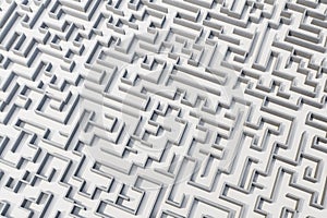 3d illustration cocrete labyrinth, complex problem solving concept