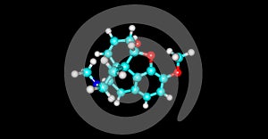 3D illustration of Codeine molecular structure isolated on black