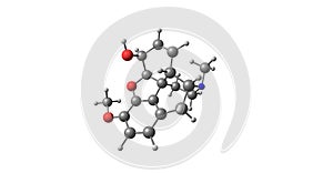 3D illustration of Codeine molecular structure isolated on white