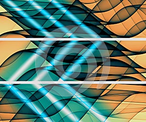 3D illustration of colorful banner set with blended abstract curve shapes