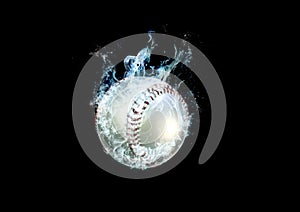 3d illustration compositing flame effect on baseball