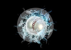 3d illustration compositing flame effect on baseball