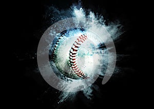 3d illustration compositing flame effect on baseball