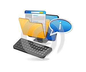 3d illustration of computer folder data concept full of stored information