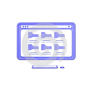 3d illustration computer folders on computer object