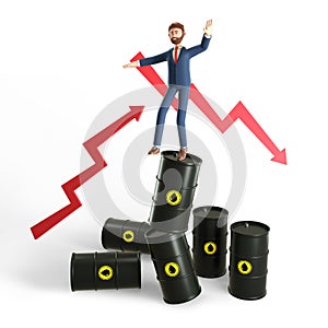 3D illustration concept of glut and instability in the world oil market. The collapse of energy prices, financial crisis.