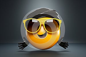 3D Illustration of a Cool Swag Emoticon