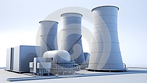 3d illustration of cooling towers