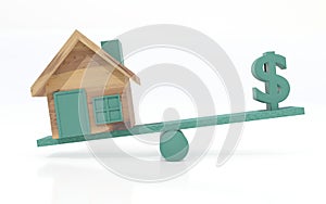 3d illustration of the cost of a home mortgage