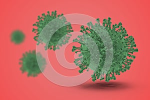 3D illustration COVID-19 on red isolated background