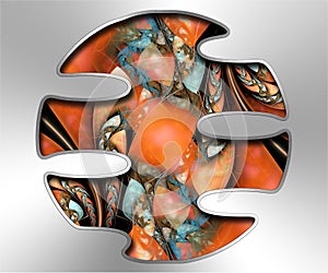 3D illustration of creative fractal artwork combined with silver embellishment