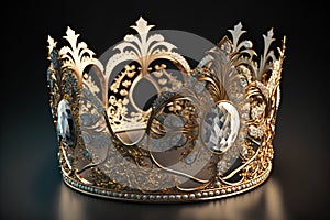 3d illustration of crown over black background. Medieval period concept.