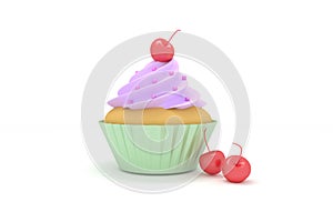 3D illustration cupcake