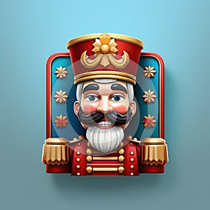 3D illustration of a cute Christmas Nutcracker soldier doll, decorative figurine for Christmas.