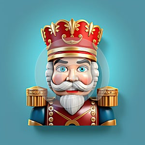 3D illustration of a cute Christmas Nutcracker soldier doll, decorative figurine for Christmas.