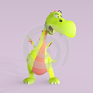 3D-illustration of a cute and funny cartoon dragon. isolated rendering object