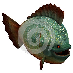 3D-illustration of a cute and funny cartoon. isolated piranha fish, rendering object