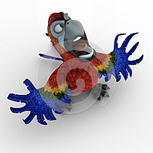 3D-illustration of a cute and funny cursing cartoon parrot