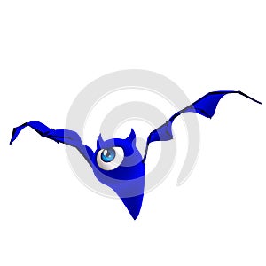 3D-illustration of a cute and funny one-eyed cartoon bat