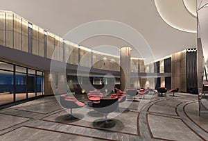 3d illustration of a deluxe hotel lobby