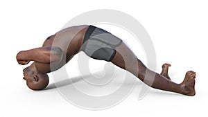 A 3D illustration depicting a black-skinned man suffering from tetanus, shown in the opisthotonus position