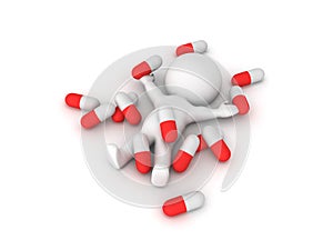 3D illustration depicting drug medicine abuse