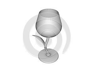 3d illustration of design wine glass isolated