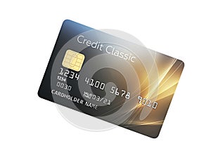 3d illustration of detailed glossy credit card without shadow isolated on white background