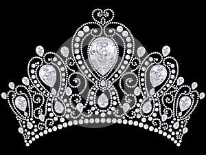 3D illustration diamond crown tiara