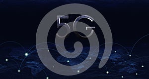 3d illustration Digital 5G network and the internet of things on urban background, double exposure city of cpu 5g, 5G wireless