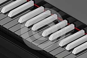 3d illustration digital piano or synthesizer with inverted colored keys