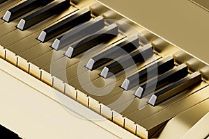 3d illustration digital piano or synthesizer made of gold