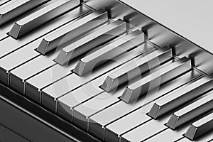 3d illustration digital piano or synthesizer made of metal
