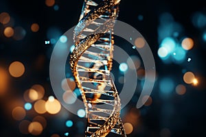 3d illustration of dna double helix structure with detailed render on dark