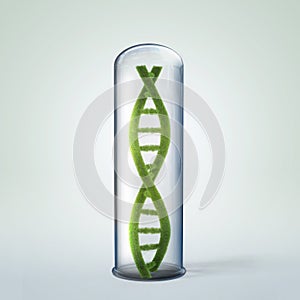 3d illustration of DNA helix in test tube