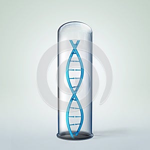 3d illustration of DNA helix in test tube.