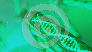 3D Illustration DNA molecule, its structure. Concept human genome. DNA molecule with modified genes. Conceptual