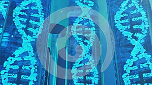 3D Illustration DNA molecule, its structure. Concept human genome. DNA molecule with modified genes. Conceptual