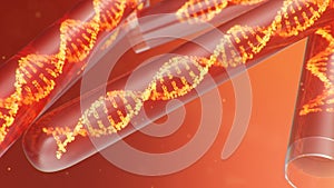 3D Illustration DNA molecule, its structure. Concept human genome. DNA molecule with modified genes. Conceptual