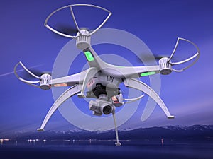 3d illustration of a drone in flight