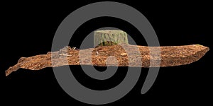 3d illustration of dry tree stump isolated on black background